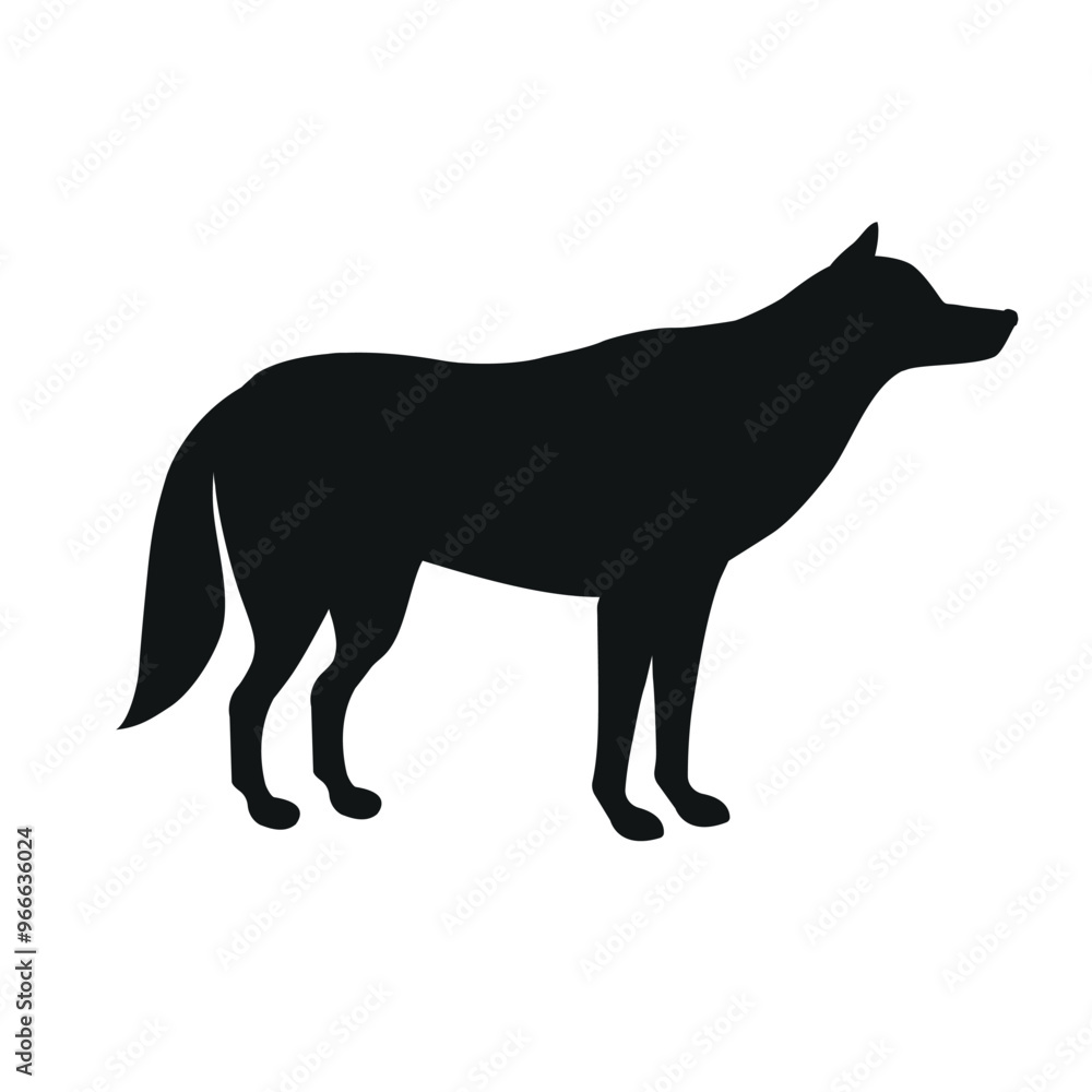 Vector flat hand drawn wolf silhouette isolated on white background Vector flat hand drawn wolf silhouette isolated on white background