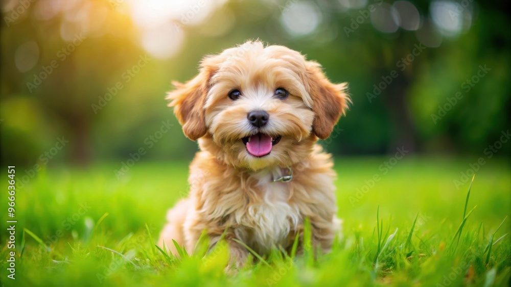 Happy orange Havanese puppy sitting in lush green grass , cute, playful, adorable, fluffy, pet, canine, adorable, little, furry Happy orange Havanese puppy sitting in lush green grass , cute, playful, adorable, fluffy, pet, canine, adorable, little, furry