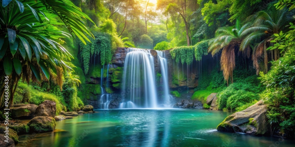 Tranquil waterfall oasis surrounded by lush greenery, waterfall, serene, nature, oasis, peaceful, greenery, trees, relaxing, scenic Tranquil waterfall oasis surrounded by lush greenery, waterfall, serene, nature, oasis, peaceful, greenery, trees, relaxing, scenic