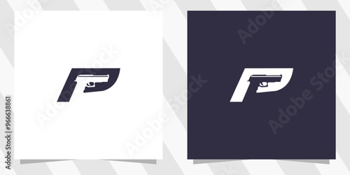 letter p with Pistol or gun concept logo design