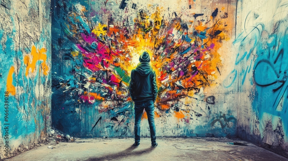 Obraz premium Man Contemplating Urban Art