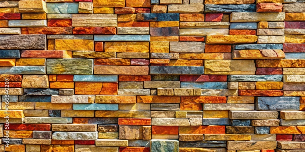 Fototapeta premium Colorful stone wall of a building in architectural design, architecture, construction, design, stone, wall, colorful