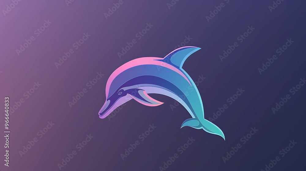 Naklejka premium Sleek logo of a leaping dolphin, emphasizing graceful movement and modern design