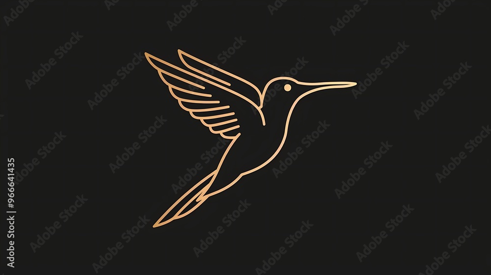 Obraz premium Hipster-inspired, stylish, monoline hummingbird logo with minimalist line art