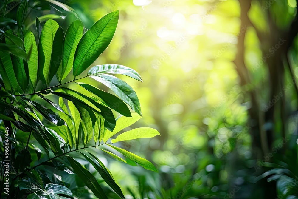 Obraz premium Nature leaves, green tropical forest, backgound concept , ai