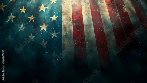 A textured and faded American flag with dramatic lighting, symbolizing patriotism and history.