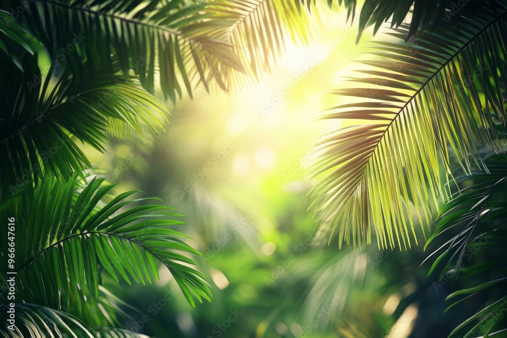 Fototapeta premium Nature leaves, green tropical forest, backgound concept , ai