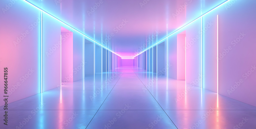 A futuristic corridor illuminated by vibrant neon lights, creating an immersive and stylish atmosphere for modern design. A futuristic corridor illuminated by vibrant neon lights, creating an immersive and stylish atmosphere for modern design.