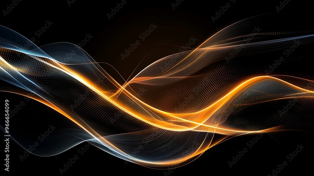 Naklejka premium Illuminating Intuitive Solutions - Abstract Light Paths Converging with Warm Glow Copy Space for Text