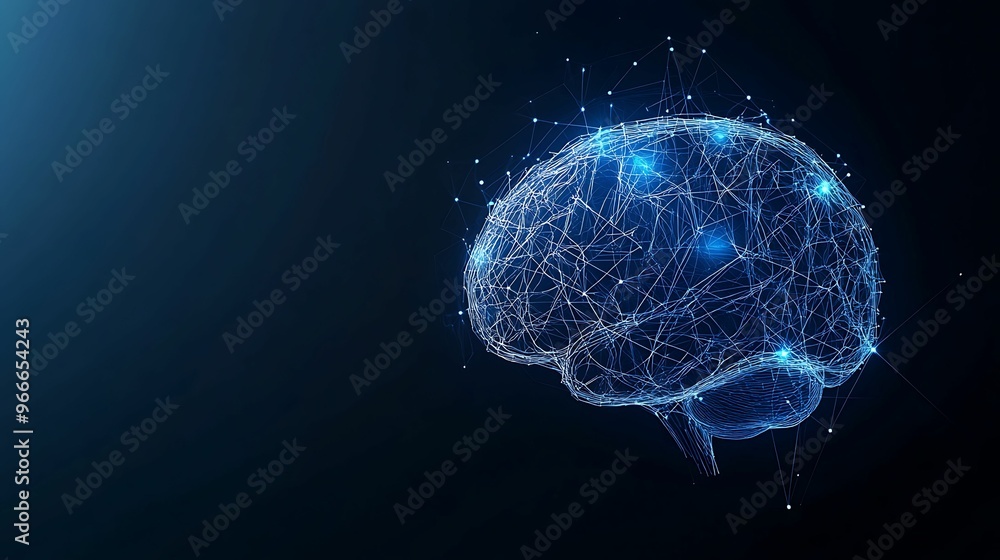 Mindful Integration: Futuristic Human Brain with Glowing Neural Connections in Blue Tones Mindful Integration: Futuristic Human Brain with Glowing Neural Connections in Blue Tones