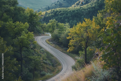 View of winding road.