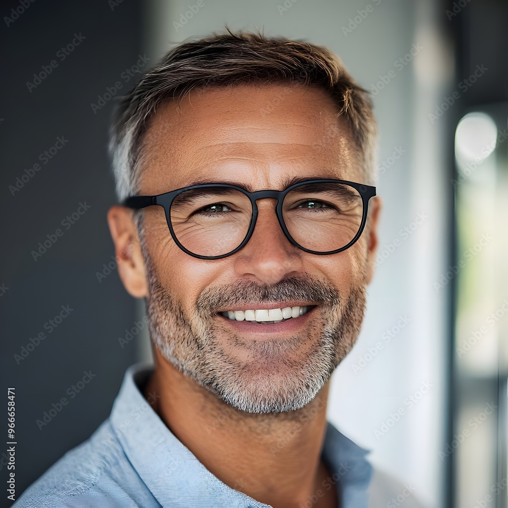 A close-up headshot portrait of a confident, smiling 45-year-old male entrepreneur in a modern office setting. A close-up headshot portrait of a confident, smiling 45-year-old male entrepreneur in a modern office setting.