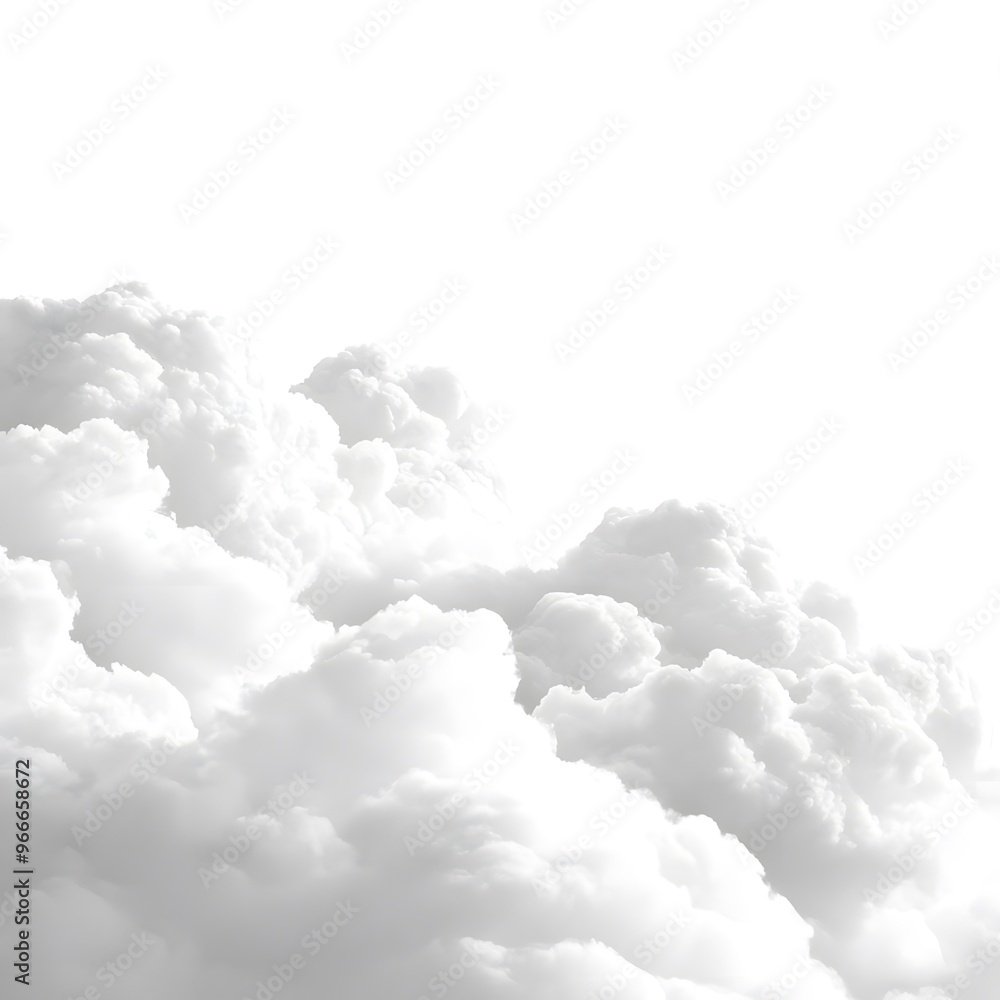 Isolated white clouds on a white background, showcasing their soft and fluffy texture. Isolated white clouds on a white background, showcasing their soft and fluffy texture.