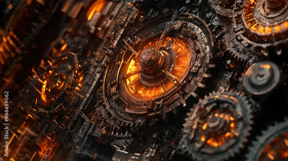 Fototapeta premium Intricate Machine Gears: Glowing with Power