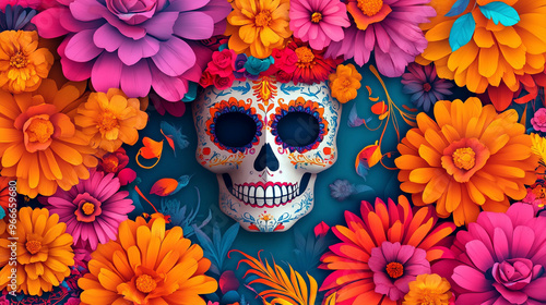 A beautifully designed Dia de Los Muertos