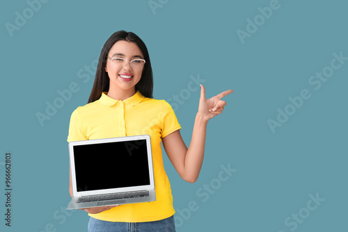 Happy young female programm...
