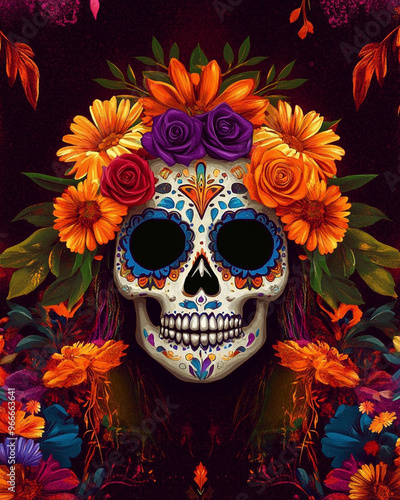 A beautifully designed Dia de Los Muertos