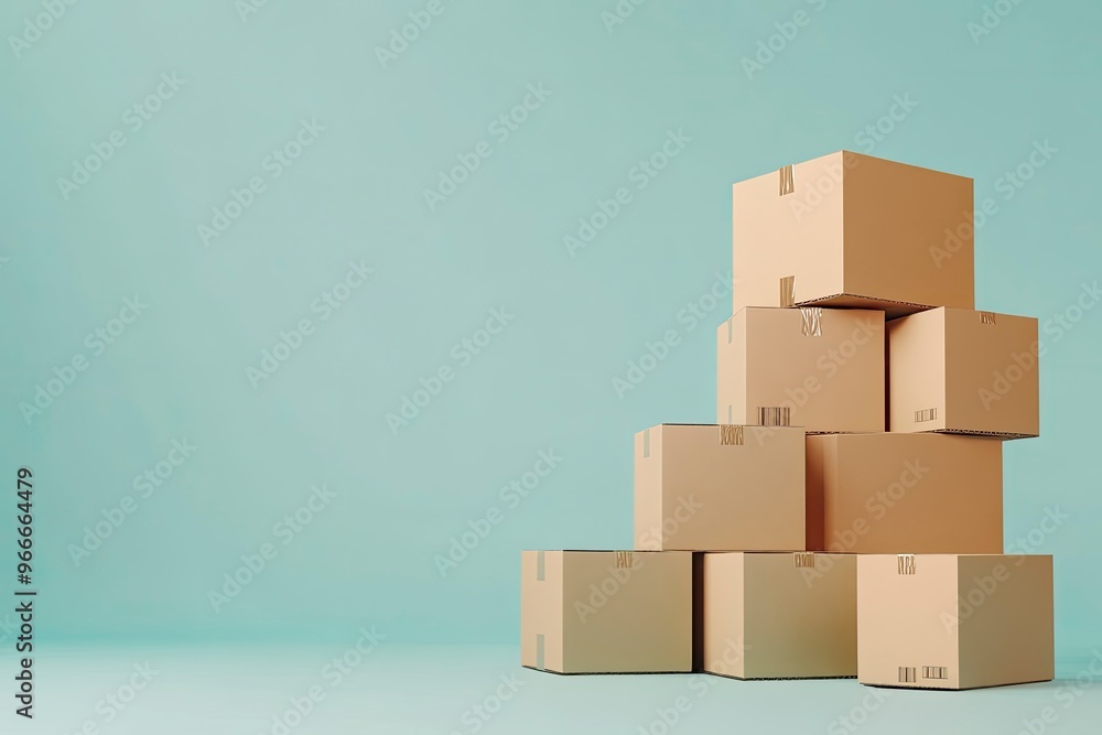 stacked cardboard boxes on a plain isolated, symbolizing logistics and packaging , ai stacked cardboard boxes on a plain isolated, symbolizing logistics and packaging , ai