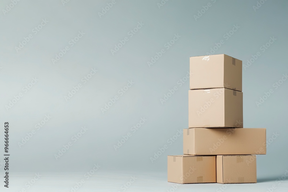 stacked cardboard boxes on a plain isolated, symbolizing logistics and packaging , ai stacked cardboard boxes on a plain isolated, symbolizing logistics and packaging , ai
