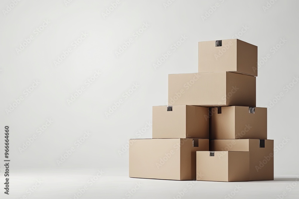 stacked cardboard boxes on a plain isolated, symbolizing logistics and packaging , ai stacked cardboard boxes on a plain isolated, symbolizing logistics and packaging , ai