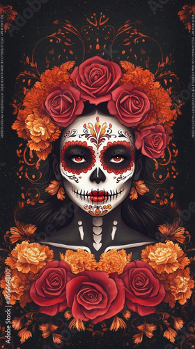 A beautifully designed Dia de Los Muertos