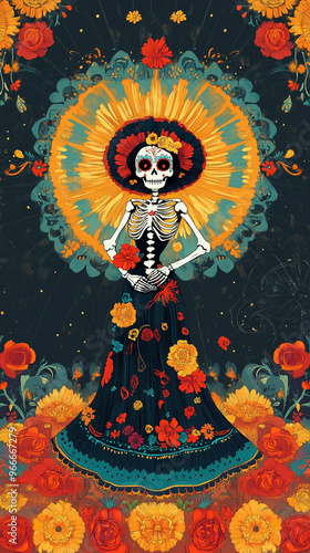 A beautifully designed Dia de Los Muertos