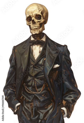 PNG Vintage skeleton in formal attire