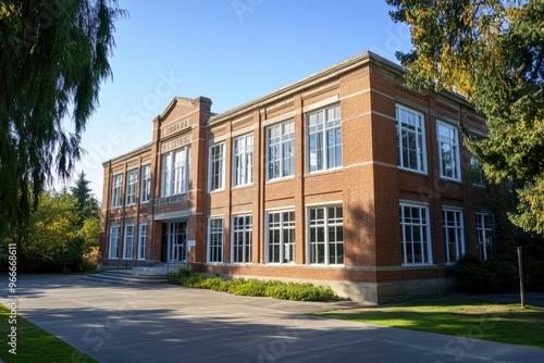 The exterior of school building, ai