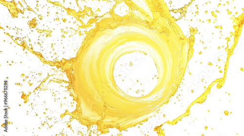 Usplash of yellow liquid on transparent background