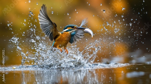 Kingfisher Emerging from Water: Beautiful Bird in Action