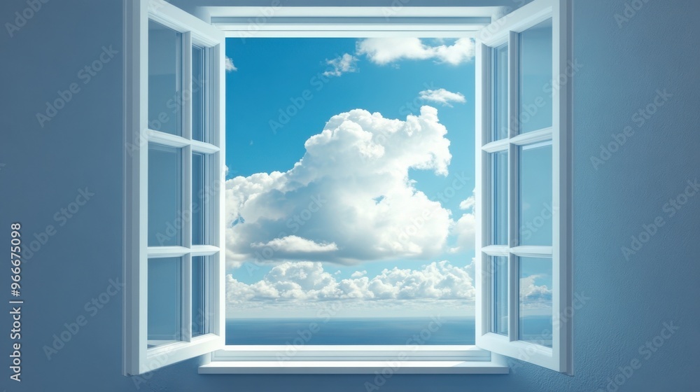 A window with a cloudy sky outside A window with a cloudy sky outside