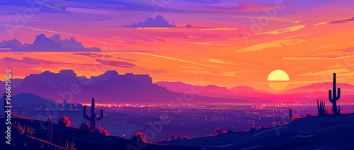 A vibrant sunset over Phoenix Arizona - Generative AI