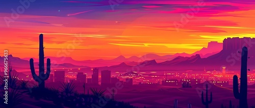 A vibrant sunset over Phoenix Arizona - Generative AI