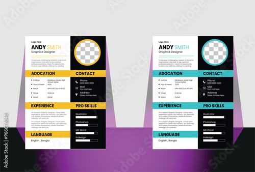 Light Beige Resume and CV Layout Set with Pale Cyan Accents,Colorblock Resume and Cover Letter Set
