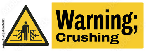 ISO warning safety signs text variation_warning ; crushing landscape size 1/2 a4,a3,a2,a1