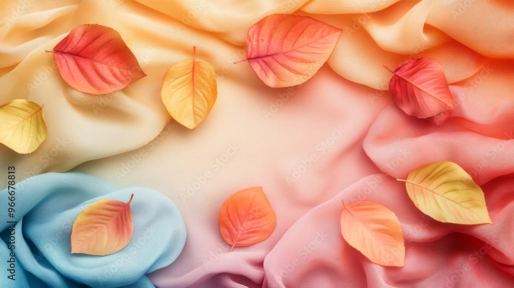 Autumn Leaves on a Gradient Fabric Background Autumn Leaves on a Gradient Fabric Background