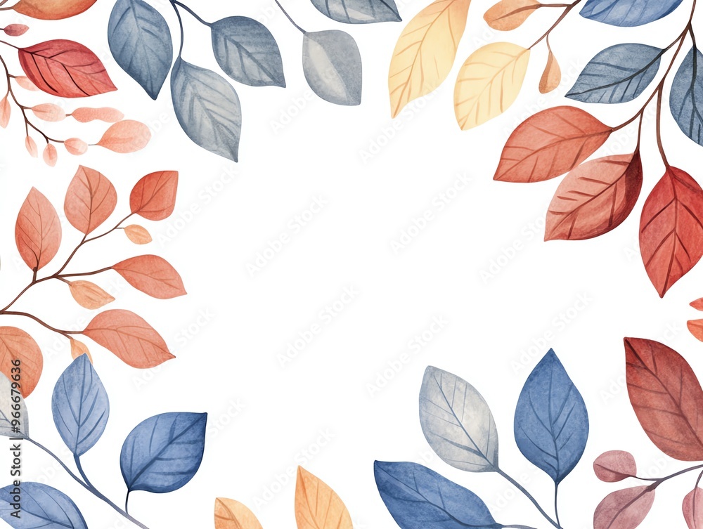 Colorful autumn leaves frame, whimsical design, bright and bold palette, isolated on white background Colorful autumn leaves frame, whimsical design, bright and bold palette, isolated on white background