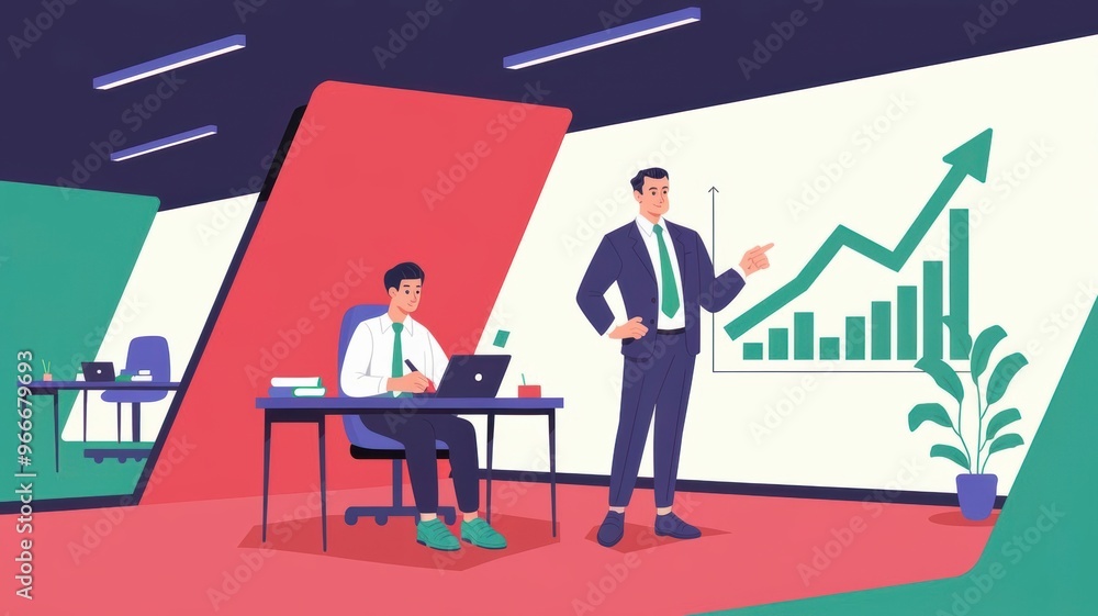 Fototapeta premium Modern Office Dynamics Showcasing Teamwork and Growth Through Analytics. Generative AI