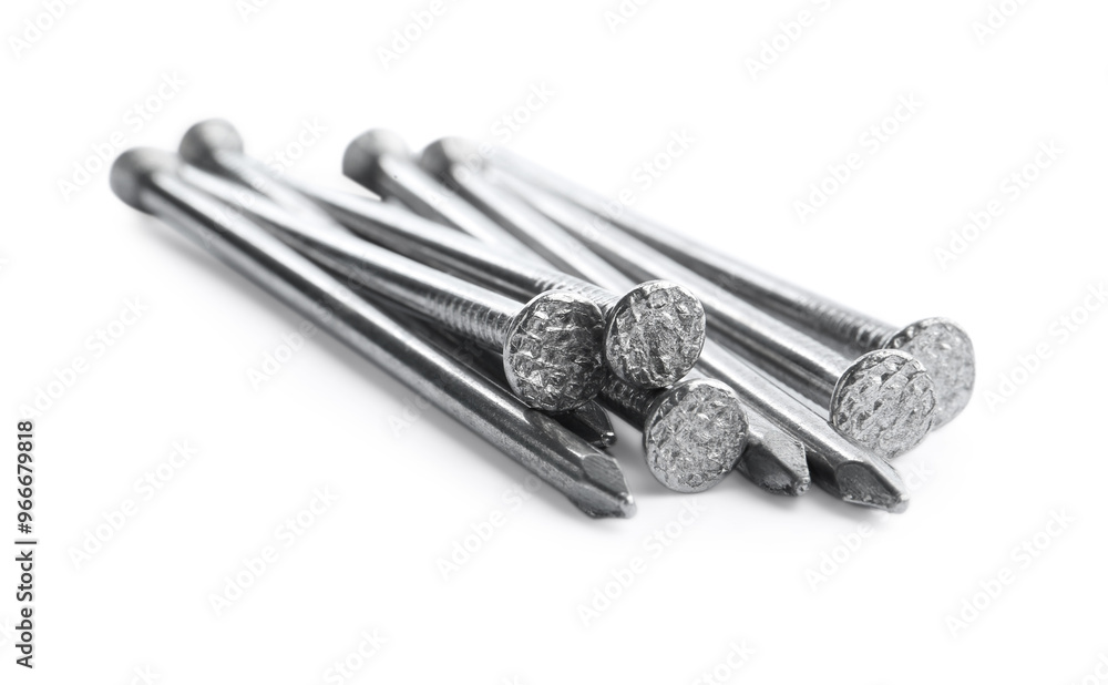 Pile of metal nails on white background Pile of metal nails on white background