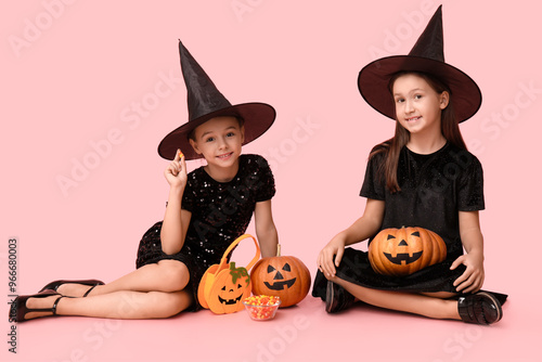 Cute little girls dressed f...