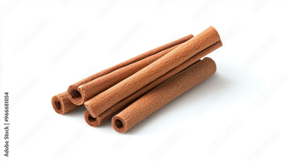 A bunch of cinnamon sticks are shown on a white background A bunch of cinnamon sticks are shown on a white background