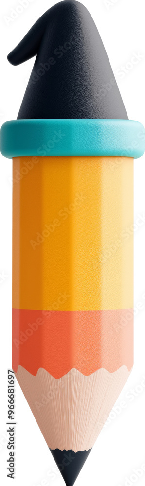 Whimsical pencil with a magic hat isolated on transparent background. Whimsical pencil with a magic hat isolated on transparent background.