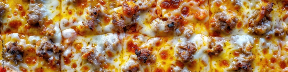 Pizza topped with sun-dried meat, cream cheese, and cheddar. Pizza topped with sun-dried meat, cream cheese, and cheddar.
