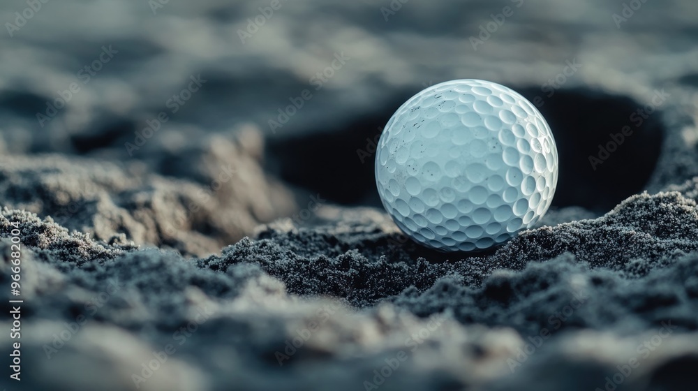 Close-up of a Golf Ball Resting in a Sand Trap Close-up of a Golf Ball Resting in a Sand Trap