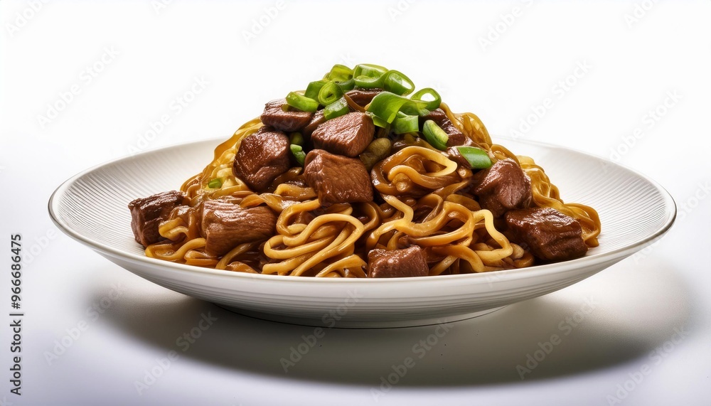 Chinese Food, Dan Dan Noodles on white background isolated. Chinese Food, Dan Dan Noodles on white background isolated.