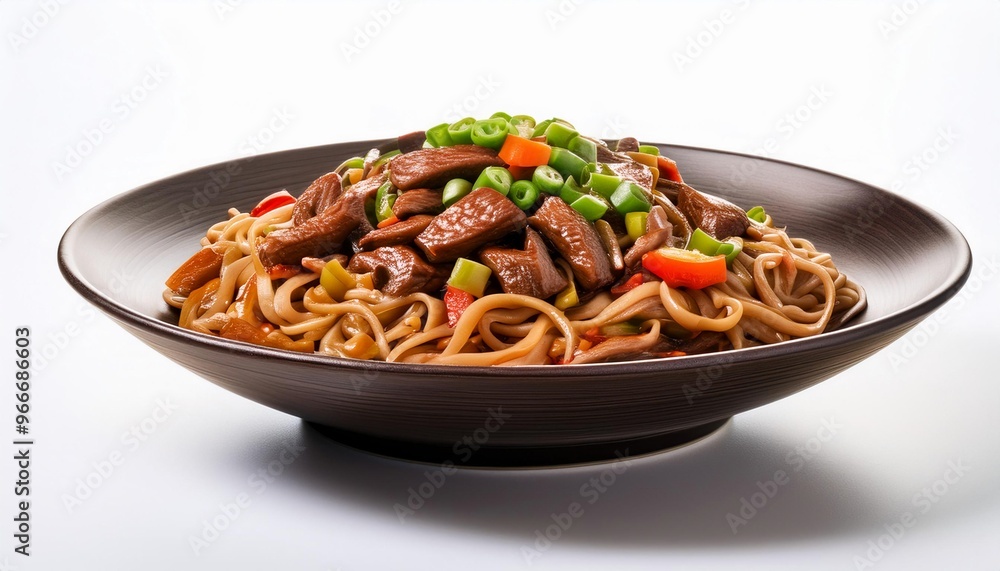 Chinese Food, Dan Dan Noodles on white background isolated. Chinese Food, Dan Dan Noodles on white background isolated.