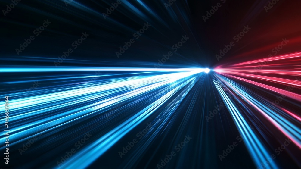 A blue, red and white light streaking across the sky A blue, red and white light streaking across the sky