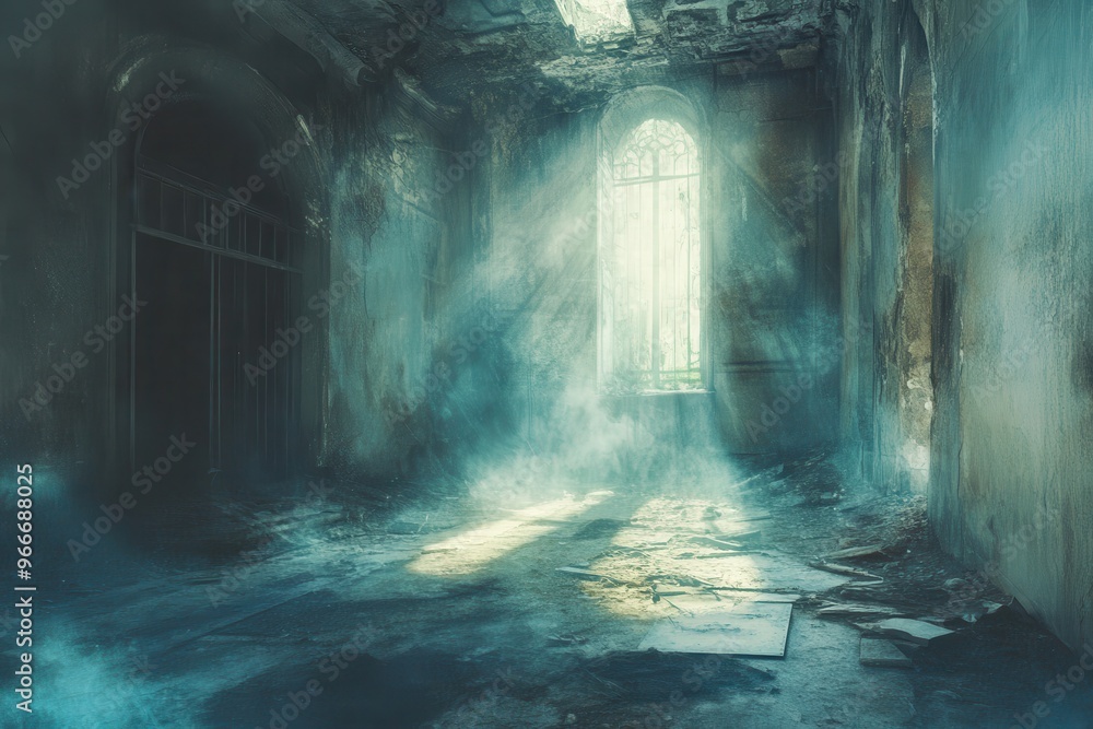 Sunbeams Illuminating a Dusty, Abandoned Room Sunbeams Illuminating a Dusty, Abandoned Room