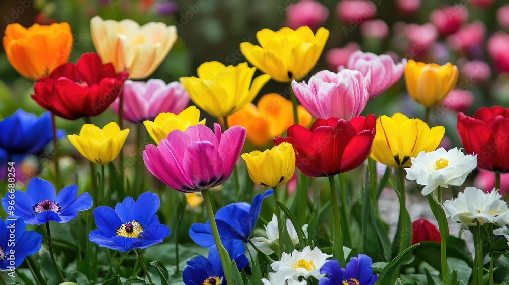 Elegant flowers blooming in vibrant hues Elegant flowers blooming in vibrant hues