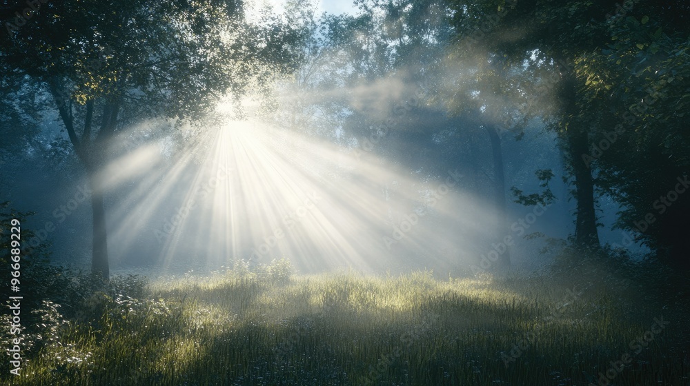Bright rays illuminating a forest Bright rays illuminating a forest